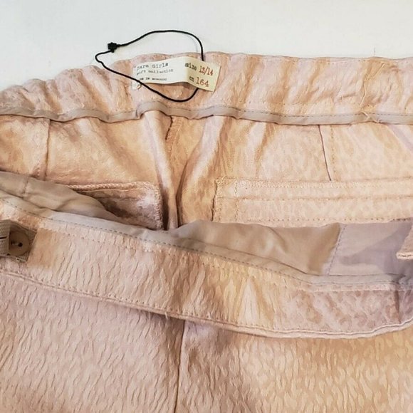 NWOT ZARA GIRLS TAPERED SKINNY PANTS - SIZE 13 14 (12) PINK - TEXTURED FABRIC - Picture 5 of 6